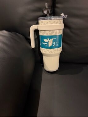Insulated Cream Travel Tumbler with Handle - reduce